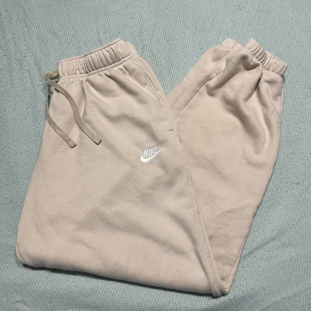 Nike Cream & Tan Oversized Fit Fleece Sweatpants Size S